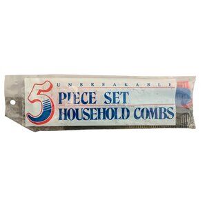 Vintage 80s 5 Piece Set Unbreakable Household Combs NEW NIP Multicolor